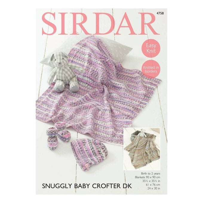 Sirdar Snuggly Baby Crofter DK Blankets Bootees and Bonnet Digital Pattern 4758 image number 1