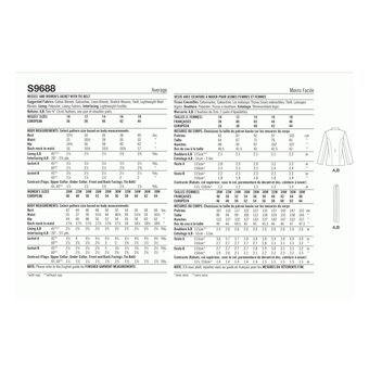 Simplicity Women's Jacket  Sewing Pattern S9688 (M1 10-18)