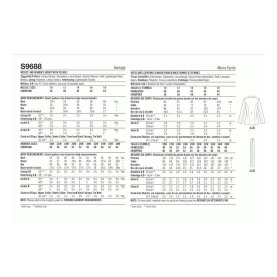 Simplicity Women's Jacket  Sewing Pattern S9688 (M1 10-18) image number 2