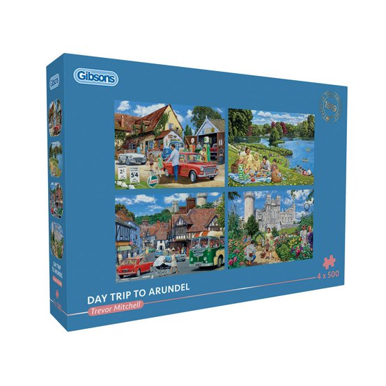Gibsons Day Trip to Arundel Jigsaw Puzzle 500 Pieces 4 Pack image number 1