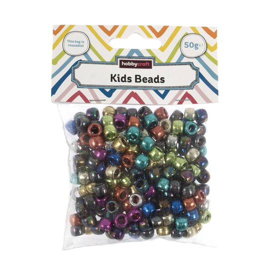 Mixed Metallic Pony Beads 50g image number 4