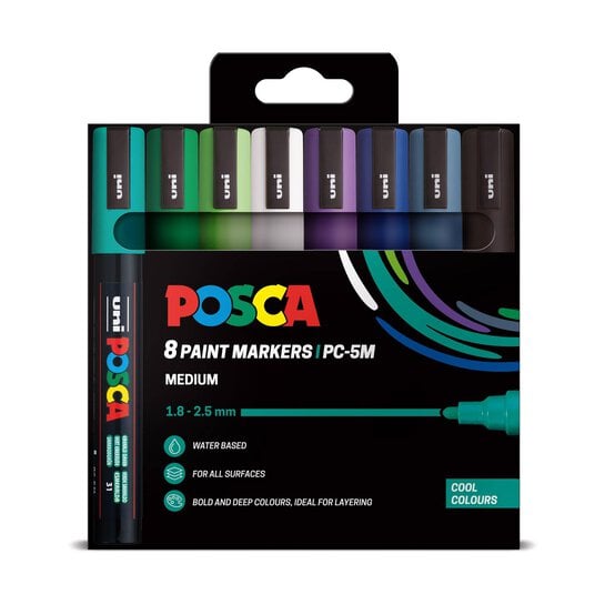 Uni-ball Posca Cool PC-5M Marker Pens 8 Pack image number 1