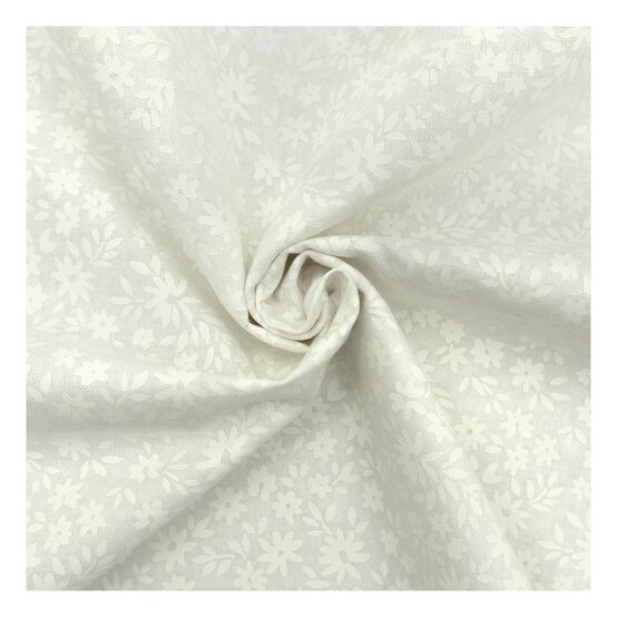 White Daisy Cotton Fabric by the Metre image number 1