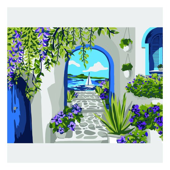 Mediterranean View Paint by Numbers image number 2