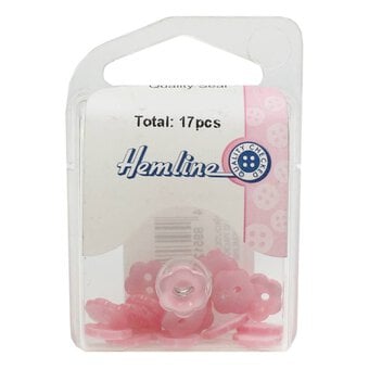 Hemline Pink Basic Flower Button 17 Pack