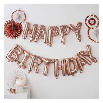Ginger Ray Rose Gold Happy Birthday Balloon Bunting 1.5m