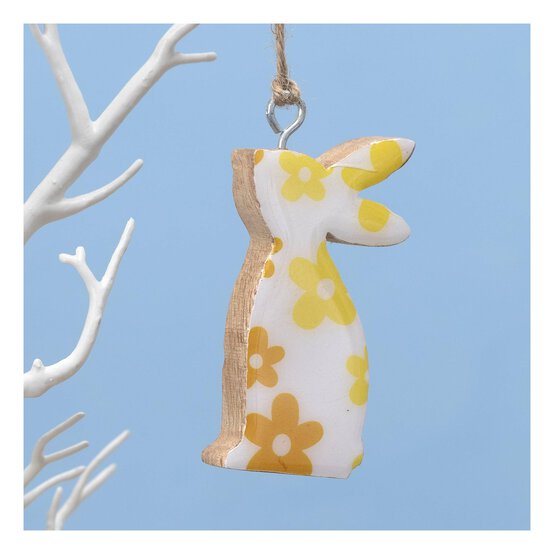 Hanging Wooden Enamel Bunny Decoration 8cm  image number 1