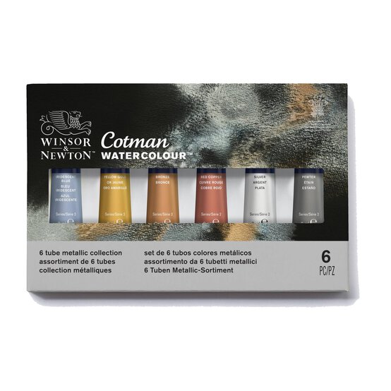 Winsor & Newton Cotman Watercolour Metallic Set 8ml 6 Pack image number 1