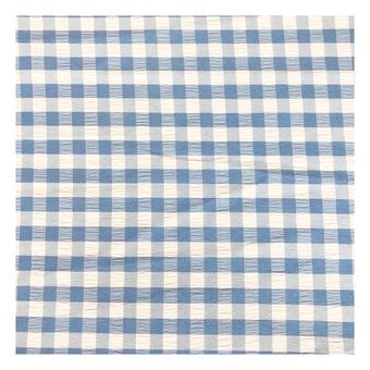 Blue Large Crinkle Gingham Fabric by the Metre image number 2