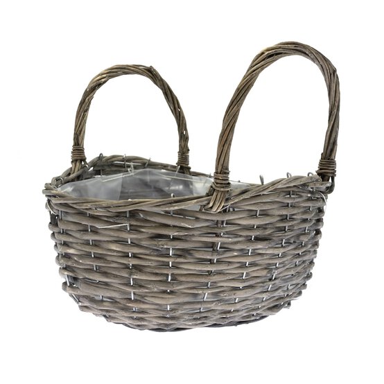 Grey Wicker Basket with Handles 31cm image number 1