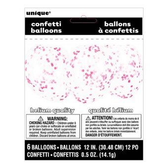 Hot Pink Confetti Balloons 6 Pack image number 2