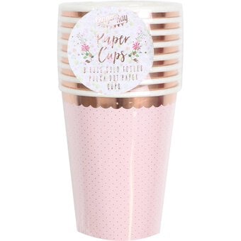 Ginger Ray Polka Dot Rose Gold Paper Cups 8 Pack image number 3