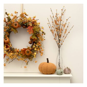 Yellow and Cream Bead and Leaf Pick 82cm