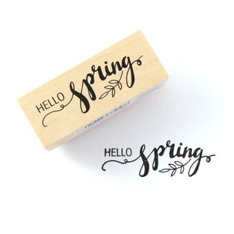 Hello Spring Wooden Stamp 2.5cm x 6.3cm