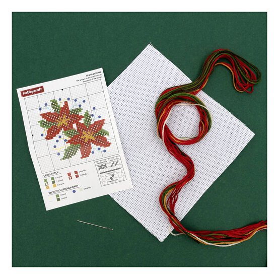Poinsettia Mini Cross Stitch Kit image number 2