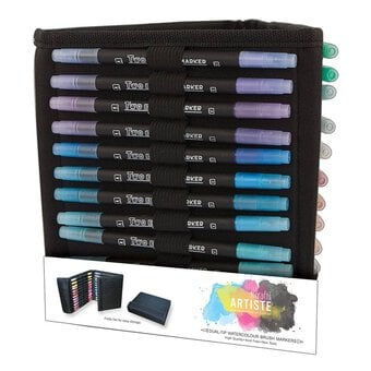 Watercolour Dual Tip Brush Markers and Caddy 36 Pack
