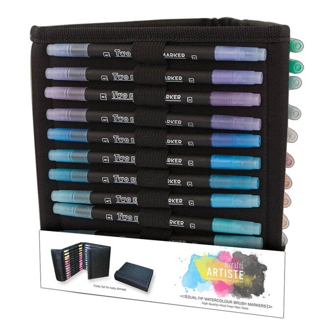 Watercolour Dual Tip Brush Markers and Caddy 36 Pack image number 1