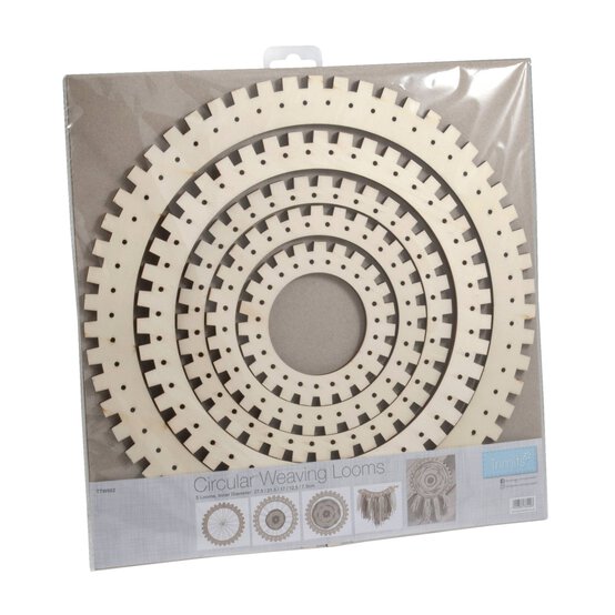 Natural Circular Weaving Loom Set 5 Pieces image number 2