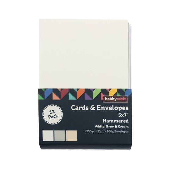 Neutral Hammered Cards and Envelopes 5 x 7 Inches 12 Pack  image number 4