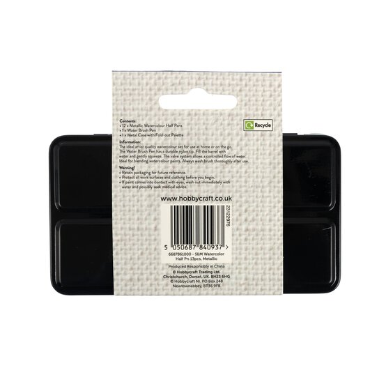 Shore & Marsh Metallic Half Pans Watercolour Set 12 Pack image number 11