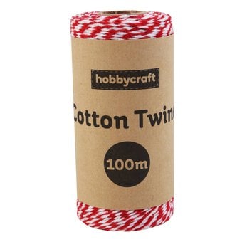 Red and White Cotton Twine 100m
