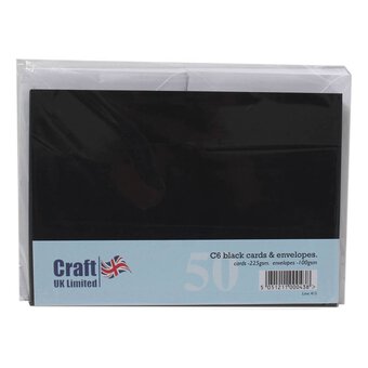 Black C6 Cards and Envelopes 4 x 6 Inches 50 Pack image number 2