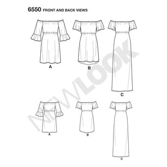 New Look Women's Dress Sewing Pattern 6550 image number 2