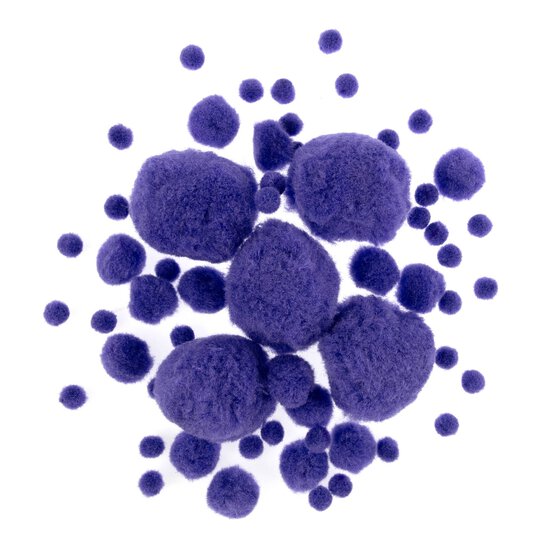 Purple Pom Poms 60 Pack  image number 1