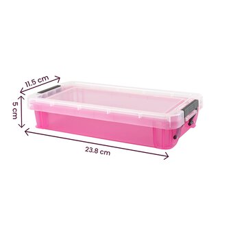Whitefurze Allstore 0.75 Litre Transparent Pink Storage Box  image number 4