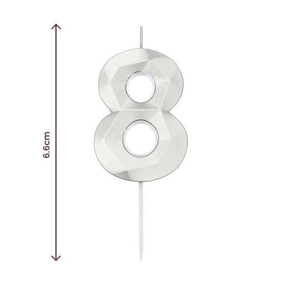 Whisk Silver Faceted Number 8 Candle image number 5