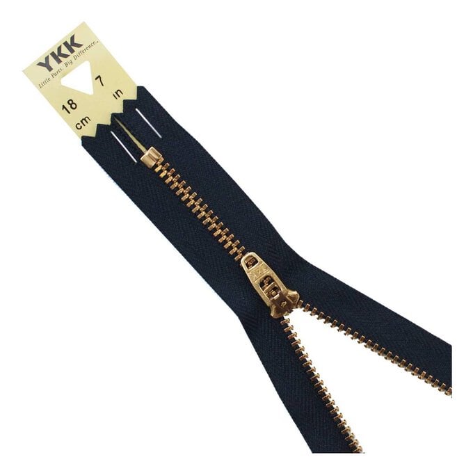 YKK White Brass Jeans Zip 18cm image number 1