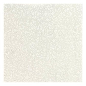 White Flower Stem Cotton Fabric by the Metre