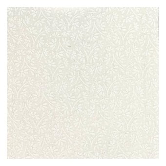 White Flower Stem Cotton Fabric by the Metre