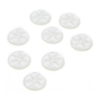 Hemline White Basic Star Button 8 Pack