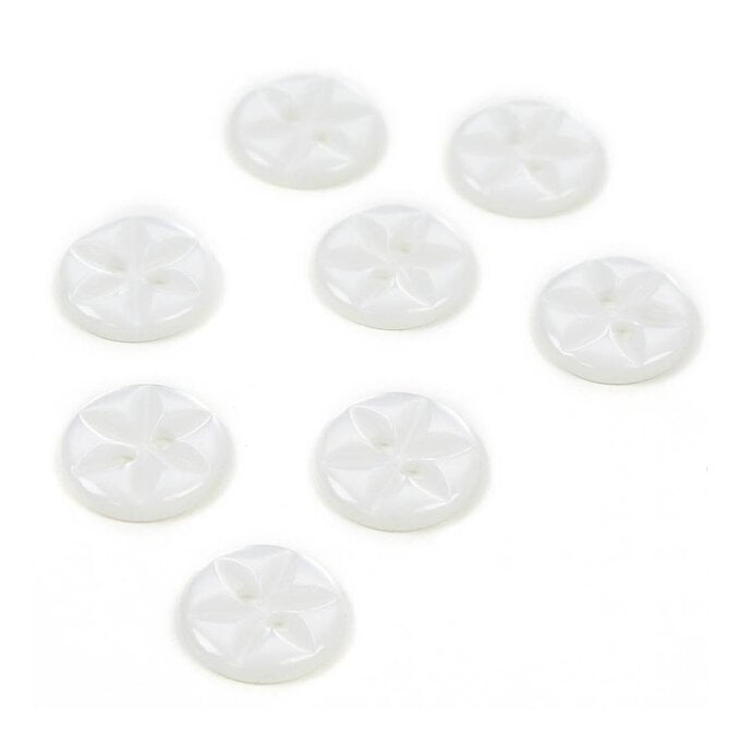 Hemline White Basic Star Button 8 Pack image number 1