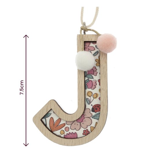 Hanging Wooden Letter J 7.5cm  image number 3