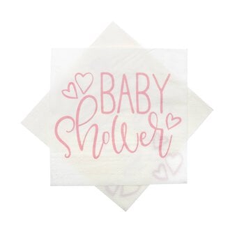 Pink Heart Baby Shower Napkins 16 Pack