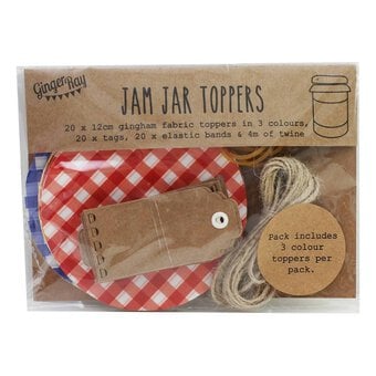 Ginger Ray Small Gingham Jam Jar Topper Kit 20 Pack