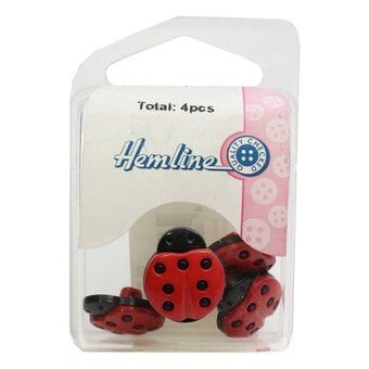 Hemline Ladybird Buttons 4 Pack image number 2