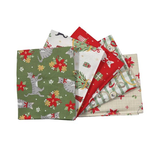 Festive Feline Fat Quarters 5 Pack image number 1