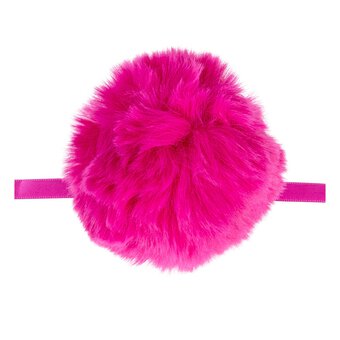 Bright Pink Faux Fur Pom Pom 11cm 
