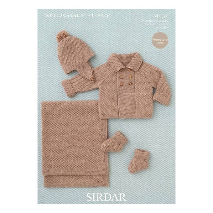 Sirdar Snuggly 4 Ply Boys' Coat Helmet Blanket and Bootees Digital Pattern 4507 image number 1