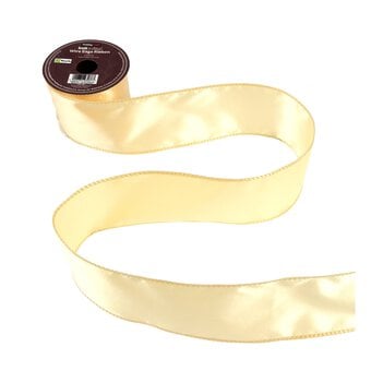 Light Gold Wire Edge Satin Ribbon 63mm x 3m image number 2