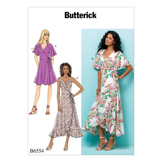 Butterick Wrap Dress Sewing Pattern B6554 (14-22) image number 1