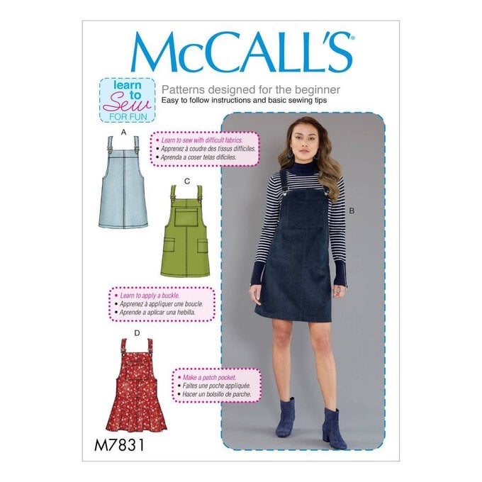 McCall’s Pinafore Dress Sewing Pattern M7831 (12-20) image number 1