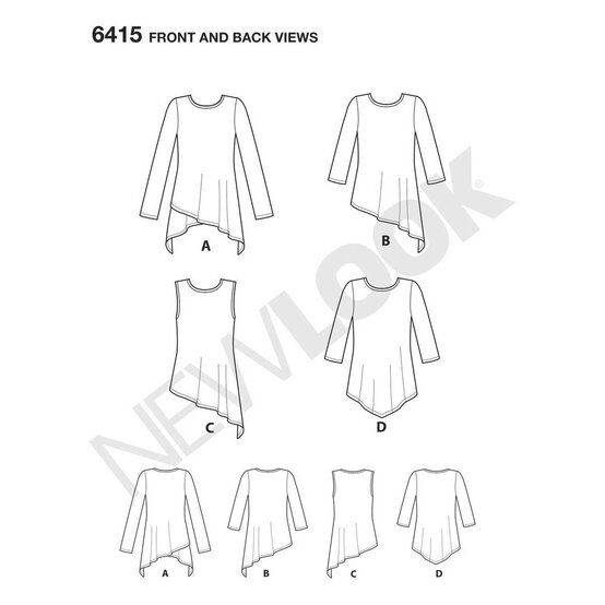 New Look Women's Knit Tunics Sewing Pattern 6415 image number 2