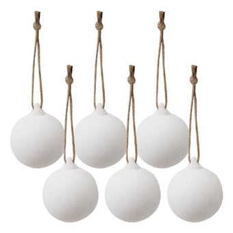 Ceramic Baubles with Jute 6 Pack