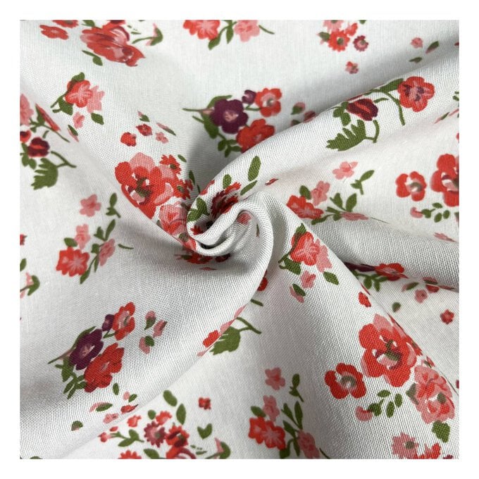Beige Roses Polycotton Print Fabric by the Metre image number 1