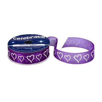 Purple Curly Hearts Ribbon 15mm x 3.5m