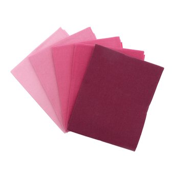 Solid Pink Cotton Fat Quarters 5 Pack